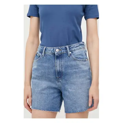 Džínové šortky Tommy Hilfiger dámské, hladké, high waist