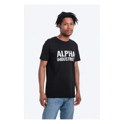 Bavlněné tričko Alpha Industries černá barva, s potiskem, 156513.95-black