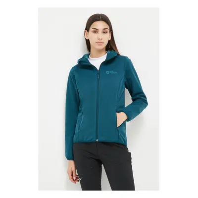 Outdoorová bunda Jack Wolfskin Windhain Hoody tyrkysová barva