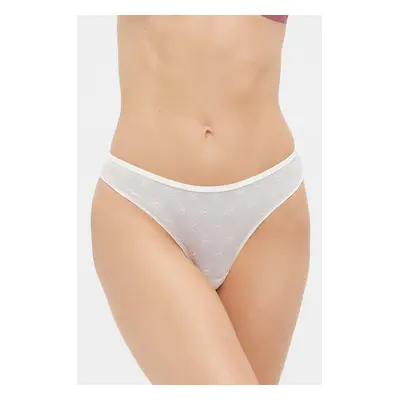 Tanga Emporio Armani Underwear béžová barva, průhledné