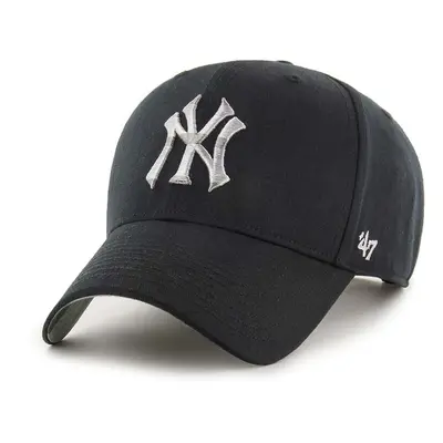 Bavlněná baseballová čepice 47brand MLB New York Yankees černá barva, s aplikací