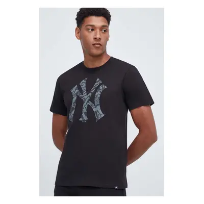 Bavlněné tričko 47brand MLB New York Yankees černá barva, s potiskem