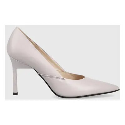 Kožené lodičky Calvin Klein GEO STILETTO PUMP 90 fialová barva, HW0HW01769