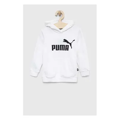 Dětská mikina Puma ESS Logo Hoodie TR G bílá barva, s kapucí, s potiskem