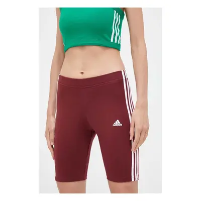 Kraťasy adidas dámské, vínová barva, s aplikací, medium waist