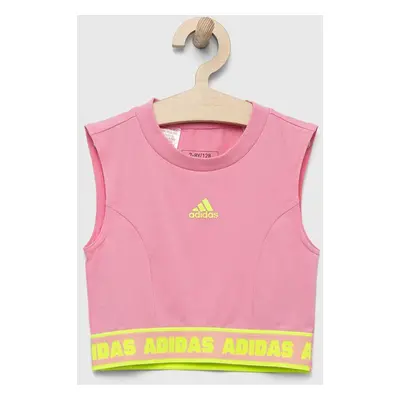 Dětský top adidas JG D TANK růžová barva