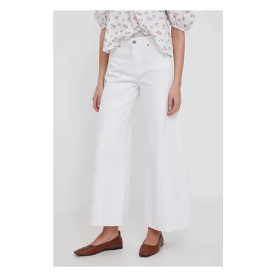 Džíny Pepe Jeans WIDE LEG JEANS MW COATED dámské, bílá barva, PL204684