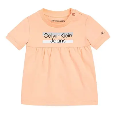 Dívčí šaty Calvin Klein Jeans oranžová barva, mini