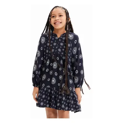 Dívčí šaty Desigual 23WGVW05 DRESS LONG SLEEVE černá barva, mini