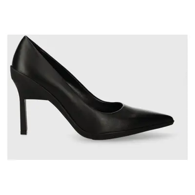 Kožené lodičky Calvin Klein HEEL PUMP 90 LEATHER černá barva, HW0HW02033