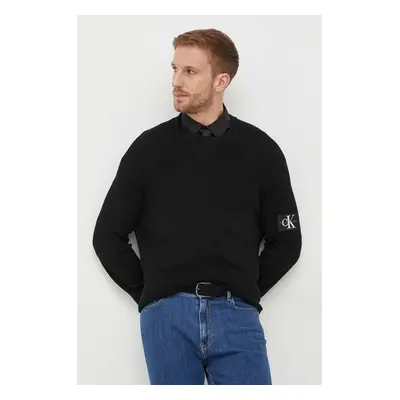 Vlněný svetr Calvin Klein Jeans pánský, černá barva, lehký