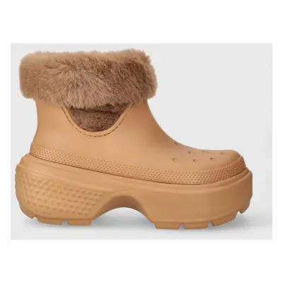 Sněhule Crocs Stomp Lined Boot hnědá barva, 208718