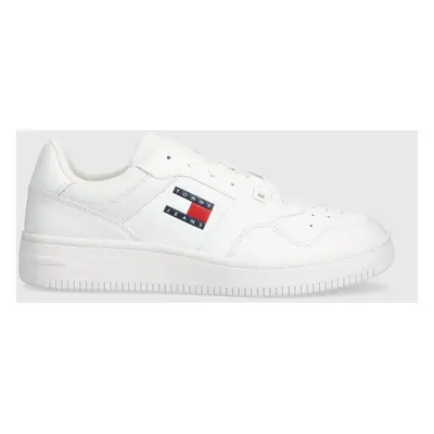 Kožené sneakers boty Tommy Jeans TJM RETRO BASKET ESS bílá barva, EM0EM01395