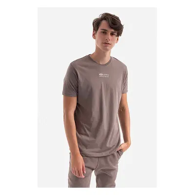 Bavlněné tričko Alpha Industries šedá barva, s potiskem, 118529.628-grey