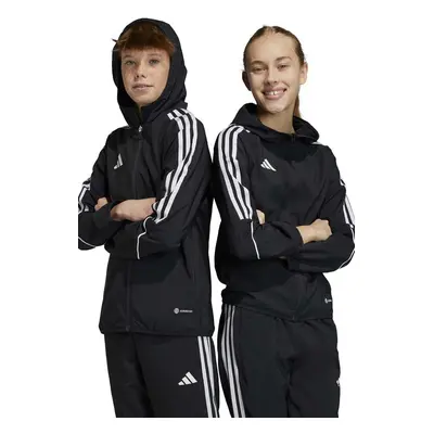 Dětská mikina adidas Performance TIRO23 L WB Y černá barva, s kapucí, s aplikací