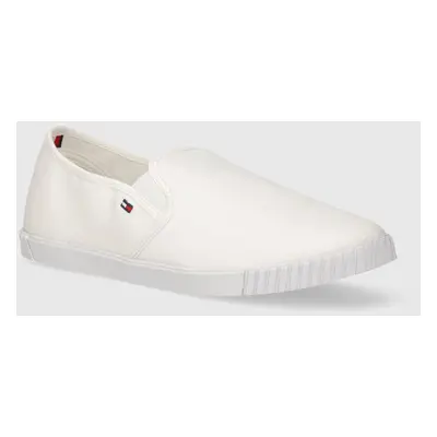 Tenisky Tommy Hilfiger CANVAS SLIP-ON SNEAKER dámské, bílá barva, FW0FW07806