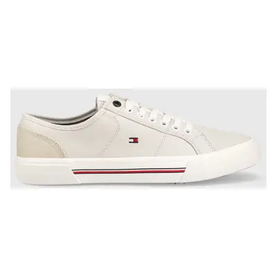 Tenisky Tommy Hilfiger CORE CORPORATE VULC CANVAS pánské, šedá barva, FM0FM04560