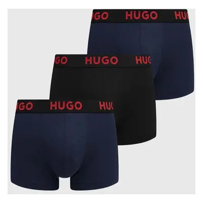 Boxerky HUGO 3-pack pánské, tmavomodrá barva, 50496723