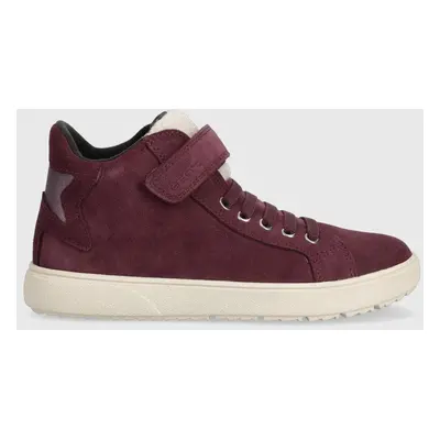 Dětské semišové sneakers boty Geox J36HYC 022BH J THELEVEN WPF fialová barva