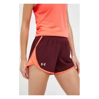 Běžecké šortky Under Armour Fly-By 2.0 vínová barva, medium waist