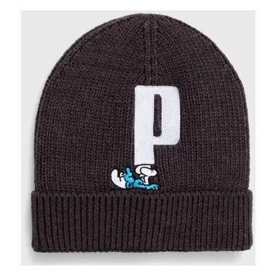 Dětska čepice Puma x THE SMURFS Beanie šedá barva