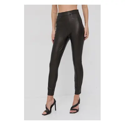 Modelovací legíny Spanx Leather-Like Ankle Skinny dámské, hnědá barva, hladké