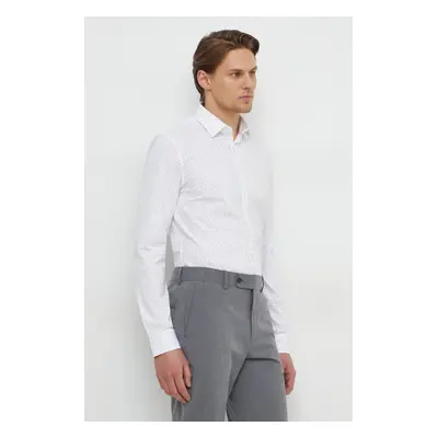 Košile Calvin Klein pánská, bílá barva, slim, s klasickým límcem, K10K112298