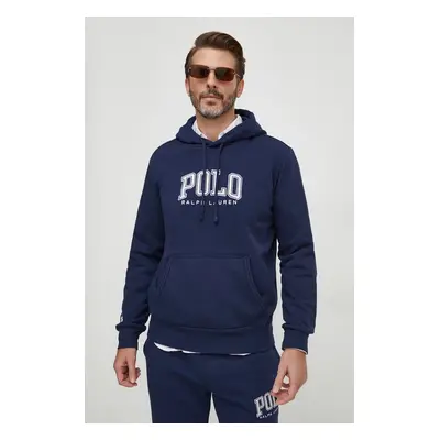 Mikina Polo Ralph Lauren pánská, tmavomodrá barva, s kapucí, s aplikací, 710934716