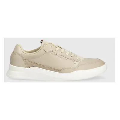 Kožené sneakers boty Tommy Hilfiger ELEVATED CUPSOLE LEATHER béžová barva, FM0FM04490