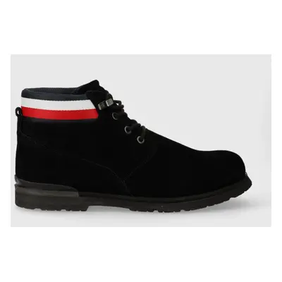 Semišové boty Tommy Hilfiger CORE HILFIGER SUEDE BOOT pánské, černá barva, FM0FM04800