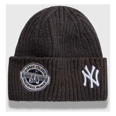 Čepice New Era šedá barva, z husté pleteniny, NEW YORK YANKEES