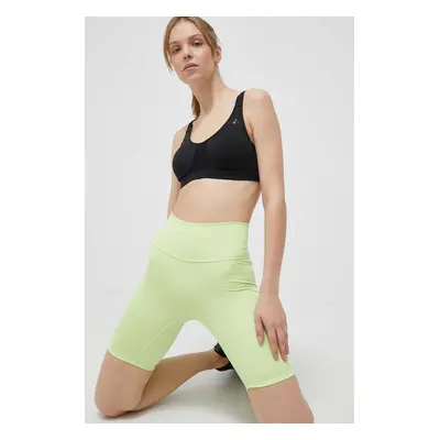 Tréninkové šortky adidas Performance Optime zelená barva, hladké, high waist