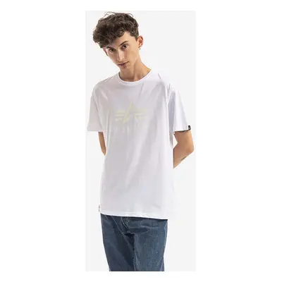 Bavlněné tričko Alpha Industries Basic T Kryptonite bílá barva, s potiskem, 116521.09-white