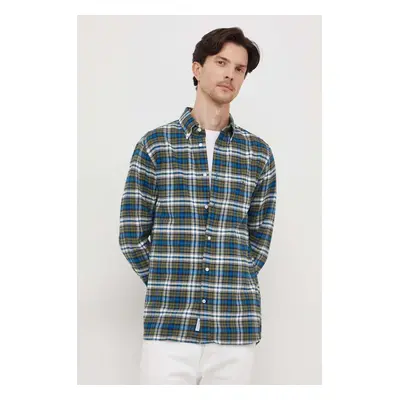 Košile Tommy Hilfiger zelená barva, regular, s límečkem button-down