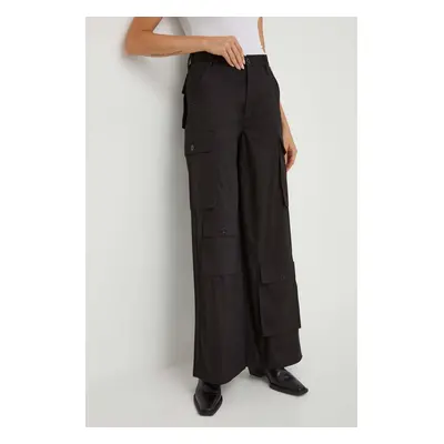 Bavlněné kalhoty G-Star Raw černá barva, jednoduché, high waist