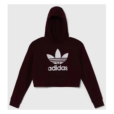 Dětská mikina adidas Originals vínová barva, s kapucí, s potiskem