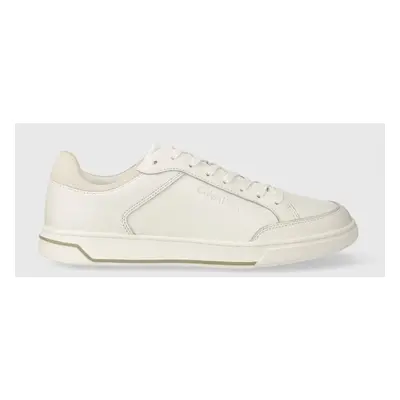 Kožené sneakers boty Calvin Klein LOW TOP LACE UP LTH bílá barva, HM0HM01455