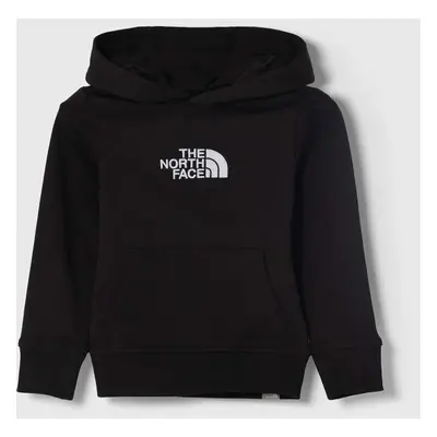 Dětská bavlněná mikina The North Face DREW PEAK LIGHT P/O HOODIE černá barva, s kapucí, s aplika