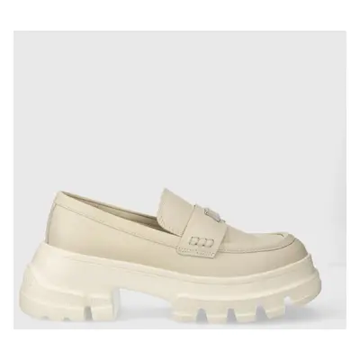 Mokasíny Tommy Jeans TJW CHUNKY LOAFER dámské, béžová barva, na platformě, EN0EN02504