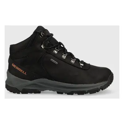 Boty Merrell Erie Mid Leather Waterproof pánské, černá barva