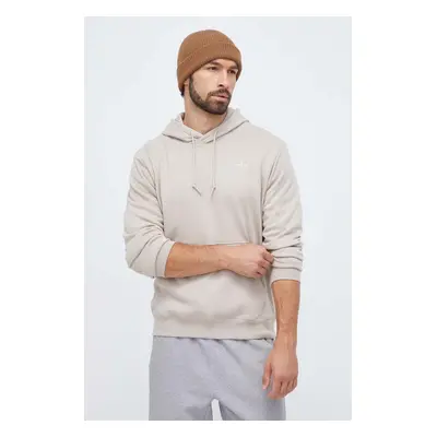 Bavlněná mikina adidas Originals pánská, béžová barva, s kapucí, s potiskem