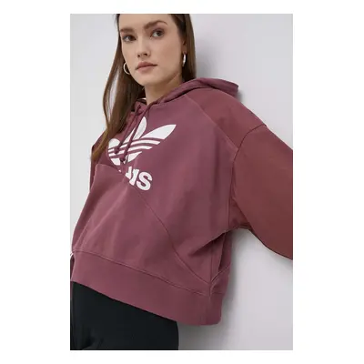 Bavlněná mikina adidas Originals dámská, růžová barva, s potiskem, HC7035-QUICRI