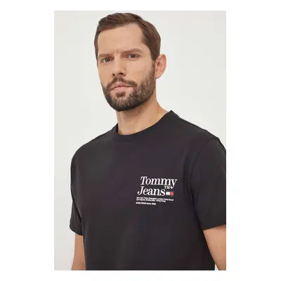 Bavlněné tričko Tommy Jeans černá barva, s potiskem, DM0DM18870