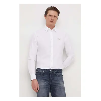 Košile Calvin Klein Jeans bílá barva, regular, s klasickým límcem, J30J325027