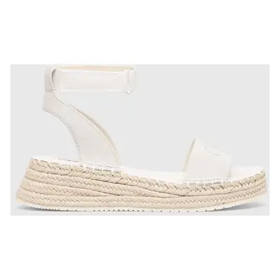 Sandály Calvin Klein Jeans SPORTY WEDGE ROPE SU CON dámské, bílá barva, na platformě, YW0YW00977