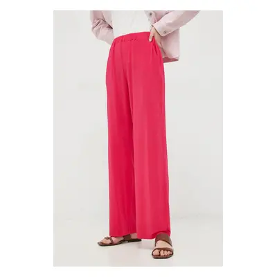 Kalhoty Max Mara Leisure dámské, růžová barva, široké, high waist