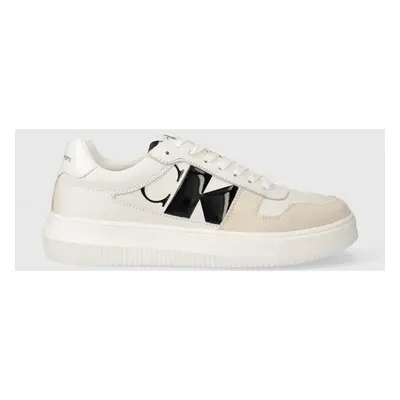 Kožené sneakers boty Calvin Klein Jeans CHUNKY CUPSOLE LTH NBS DC bílá barva, YM0YM00897