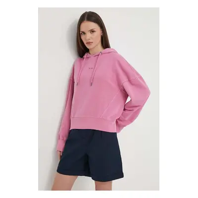 Mikina Pepe Jeans LYNETTE HOODIE dámská, růžová barva, s kapucí, hladká, PL581439