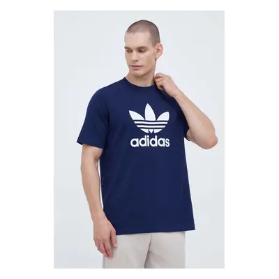 Bavlněné tričko adidas Originals tmavomodrá barva, s potiskem