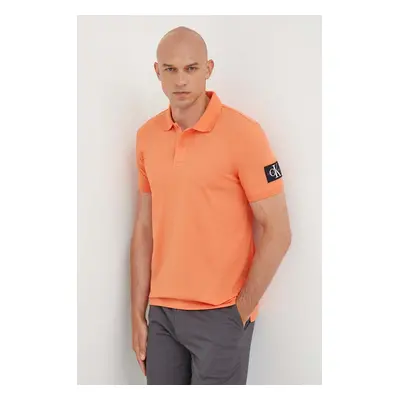 Bavlněné polo tričko Calvin Klein Jeans oranžová barva, J30J323394